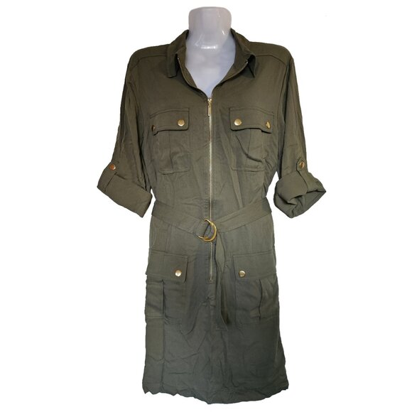 Versatile Green Cargo Style Dress Size 10 - Picture 1 of 7